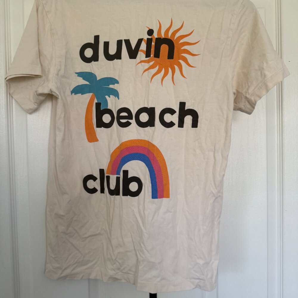 Duvin Men's Short Sleeve Tee- M- Rainbow/Palm Tree/Sun- Cream/Multicolored - Picture 2 of 6